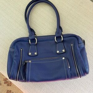 Longchamp Vintage Navy Leather Satchel